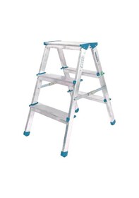 Resim 3+3 Çift Basamaklı Alüminyum Metal Merdiven Yükseklik 69cm Baş Genişlik 8cm 5250 