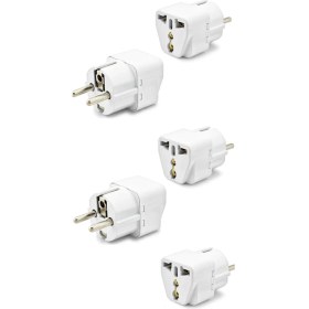 Resim Ata Elektronik 5 Adet - Ingiliz Ingiltere Dubai Arabistan Iskoçya Amerika Amerikan Vb. Piriz Priz Dönüştürücü Aparat - Türkiye Kullanım Için Beyaz 