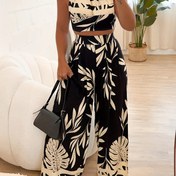 Resim TLN1146 Yaz Yeni Baskılı Tatil Stili Kadınlar İçin Askılı Sütyen ve Pantolon İki Parça Takım 