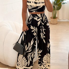 Resim TLN1146 Yaz Yeni Baskılı Tatil Stili Kadınlar İçin Askılı Sütyen ve Pantolon İki Parça Takım 