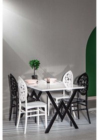 Resim Matrix Wega Beyaz / Masa Takımı - Siyah - Beyaz 
