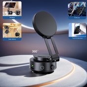 Resim Yeni manyetik cep telefonu tutucu, taşınabilir elektrikli vantuzlu cep telefonu tutucu, manyetik vantuz açısı ayarlanabilir 360° dönebilen, geri çekilebilir, otomatik vakum adsorpsiyonlu küçük ultra hafif taşınabilir evrensel tutucu, araba spor salonu ofis için uygun 