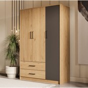 Resim Mezza 3508 Grande Modern 3 Kapılı 2 Çekmeceli Gardırop Sepet - Antrasit 