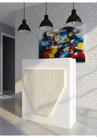 Resim Resital Ledli Karşılama Bankosu G-90 Cm Ofis Kasa Resepsiyon Masası Banko-001-1-8 