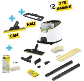 Resim Karcher Sc 4 Deluxe Prime Buharlı Temizlik Makinesi Cam Temizleme Aparatı + 15 Mikrofiber Bez + Halı Başlığı 