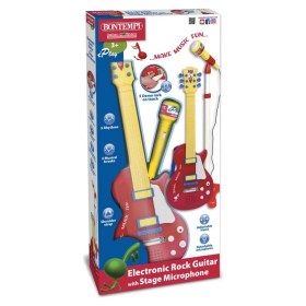 Resim tp Elektronik Ayaklı Mikrofonlu Gitar Seti Kırmızı 