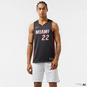 Resim Nike Miami Heat Icon Edition Dri-Fit NBA Erkek Siyah Basketbol Forması 