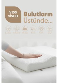 Resim Boyun Destek Yastığı - Boyun Düzleşmesi İçin Visko Yastık Tek Taraflı Lüx Air Comfort Beyaz 