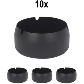 Resim 10 Adet Çelik Siyah 8 Cm Kafe Restaurant Lokanta Yuvarlak Kül Tablası Küllük 