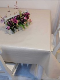 Resim Elyaflı Pvc Muşamba - Desenli Silinebilir Masa Örtüsü 140x160cm Krem 