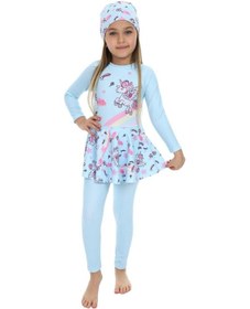Resim My Kids Wear Etek Detaylı Boneli Kız Çocuk Mayo Mavi - Sarı 