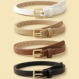 Resim 2/3/4 adet Kadın Moda Kare Tokalı Kemerler, Çok Renkli Set, Elbiseler, Pantolonlar vb. için Uygun Yaz Modası Çok Yönlü Bel Kemerleri 