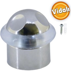 Resim Badem10 Kapı Stoperi Kapı Durdurucu Tutucu Tamponu Silikonlu Contalı Stopu Vidalı Mat Krom 35 mm 