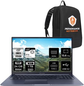 Resim ASUS Vivobook 15 X1502ZA i5 1235U 24GB RAM 1TB SSD 15.6'' FHD FDOS EJ1069 & PER4 ÇANTA 
