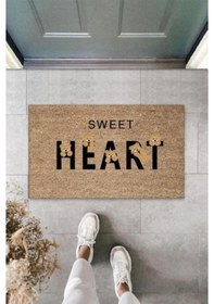 Resim Bej Kapı Önü Paspası Sweet Heart Ayıcık Desen K-3334 