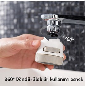 Resim 360 Döner Başlıklı Mutfak Musluk Ucu 3 Fonksiyonlu Su Tasarruf 
