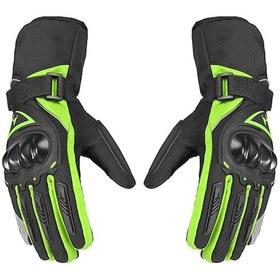 Resim Kışlık Motosiklet Eldiveni - Gece Yansıtmalı, Su Geçirmez Ve Dokunmatik Uyumlu Yeşil 