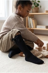 Resim Katia&Bony Family Dizaltı Kurdeleli Çocuk Basic Çorap Siyah 