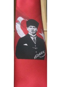 Resim Herşey Nota Atatürk Resim Kırmızı Kravat Açık Gri 