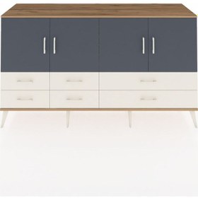 Resim Hyperion Konsol 6 Raflı 6 Çekmeceli 4 Kapaklı 176x44x99 Çam-antra Çam-antrasit/aytaşı 