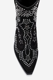 Resim Dericlub Kadın Taşlı Kalın Taban Western Bot Gerçek Süet Deri ZY 1610 SİYAH 