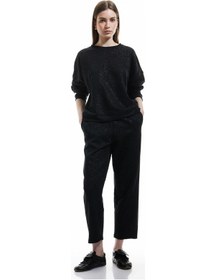 Resim Koton Şardonlu Üç İplik Beli Lastikli Nervürlü Cepli Parıltılı Eşofman Altı Siyah 5sak30085ek Siyah 