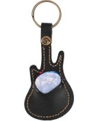Resim Deri Gitar Alır Tutucu Kılıf Çanta Gitar Şekli Anahtarlık Siyah 