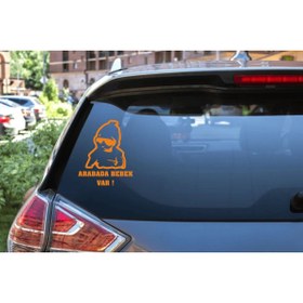 Resim Turuncu Sticker Arabada Bebek Var Cam Sticker 15x18 Cm 