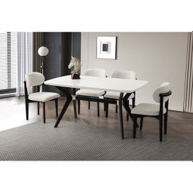 Resim Mobilgen Beyaz 4 Adet Nergis Sandalye 160+30 Anka Açılabilir Masa Takımı 