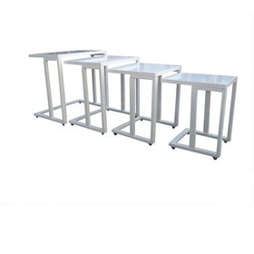 Resim Zigon C Model Sehpa Parlak Beyaz Lake Boya Kayın Torna Ayak Teker 