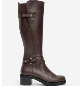 Resim Kadın Yüksek Topuklu Fermuarlı Çizme Gerçek Deri Br 08029 Kahverengi Null Kahverengi 