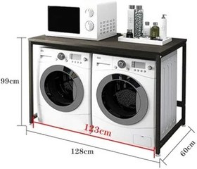 Resim Générique Çamaşır kurutma makinesi tutuculu çift kişilik çamaşır odası, çamaşır makinesi, banyo ve tuvalet için, 128 x 60 x 99 cm, 150 kg kapasite, beyaz. 