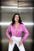 Resim Genel Markalar EKŞİOĞLU GLOBAL Pembe Saten Gömlek 
