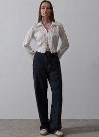 Resim Genel Markalar moda wanilia Beli Yarım Lastikli Palazzo Pantolon - Lacivert-Beyaz 