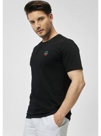 Resim Rasta Peace Bısıklet Yaka Rahat Kalıp-1814 Siyah 