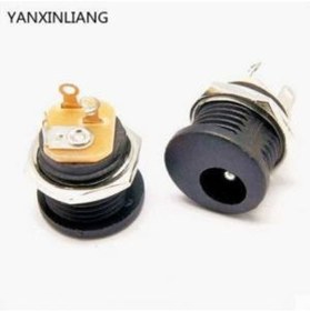Resim 10 Adet Dc Şase Jack Yuvarlak 2.1Mm Somunlu Vidalı Dc Power Jak 