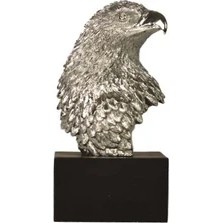 Resim Veronese Parlak Gümüş Renk Kartal Kafası Büst Figür 18CM 