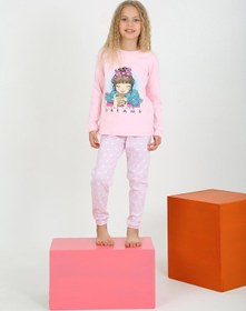 Resim Kız Çocuk Uzun Kollu %100 Pamuklu Pijama Takımı Let Your Pembe 