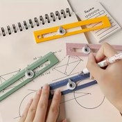 Resim 1 Adet Dahili Pergel Cetveli - Çift Fonksiyonlu Geometri Aleti, Okul, Ofis, Ev, Mimarlık ve Mühendislik için Sarı/Pembe/Turkuaz Renkler, Grafik Kağıdı & Teknik Çizimler ile Uyumlu, Kompakt Tasarım, Sağlam Malzeme, Taslak Çizim Seti, Mühendislik Profesyonelleri İçin 
