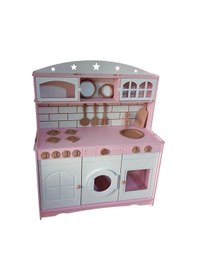 Resim Boyalı Ahşap Oyuncak Mutfak Servis Seti Pembe 