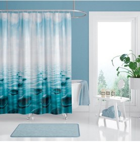 Resim Banyo Duş Perdesi 5075 120x200 Perde Borusu Askı Aparatı 90x130 Hediyeli Çok Renkli 