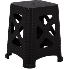 Resim 4 - 6 Adet Elit Rattan Efektli Plastik Tabure Bahçe Taburesi 