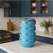 Resim Veliday Freshbox 4 Katlı Sefer Tası Sızdırmaz Yemek Termosu Mavi 2,4 Litre 