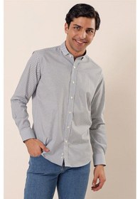 Resim İmza Beyaz Uzun Kollu Baskılı Cepsiz Pamuklu Likralı Casual Slim Fit Dar Kesim Gömlek 1004230120-beyaz Beyaz 