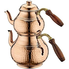 Resim Oms 9260 Bakır Dövme Çaydanlık 4 Parça 1 Mm Bakır 