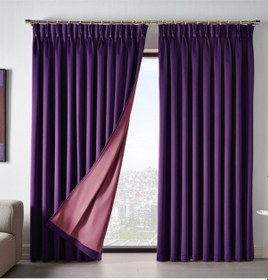 Resim Dauble Blackut Karartma Perde Tek Kanat 1x2 Amerikan Pileli Fon Perde Mor 