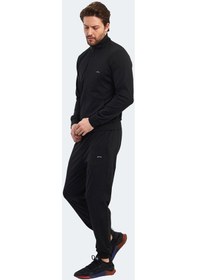 Resim Slazenger KLOTEN IN Erkek Fermuarlı Dik Yaka Cepli Siyah Eşofman Takımı 