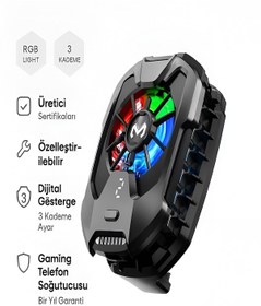 Resim Rgb Işıklı Mobil Cep Telefon Radyatör Fanı Youtube Canlı Yayın Tiktok Gamer Soğutucu 