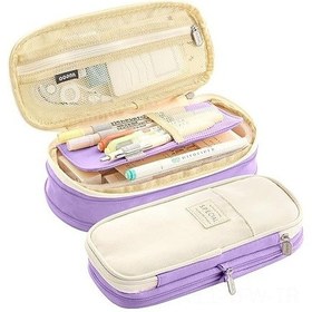 Resim Tenfowee Geniş Kapasiteli Kalem Çantası: Çok Amaçlı, Taşınabilir, Dayanıklı Kumaş, Hediye İçin İdeal, Mor-beji Renk Çok Renkli 