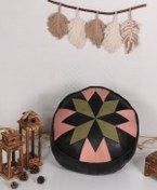 Resim Ottoman Pouffe Art Deco El Yapımı Hakiki Deri Orijinal Bohem Ottoman Puf Minder 60cm (DOLGULU) 